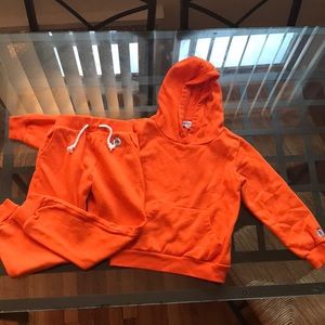 Orange hoody sweater and jogger set